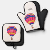 Cartoon für Heißluftballon Ofenhandschuh & Topflappen-Set (Vorderseite/Rückseite)