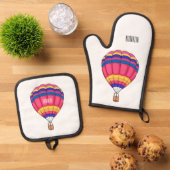 Cartoon für Heißluftballon Ofenhandschuh & Topflappen-Set (Oben Unten)