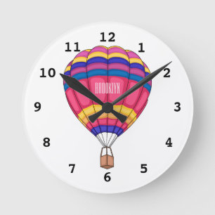 Cartoon für Heißluftballon Runde Wanduhr