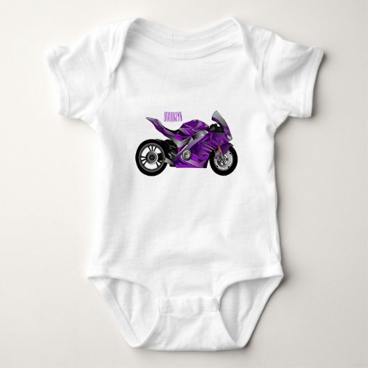 Cartoon für lila Motorräder Baby Strampler (Vorderseite)