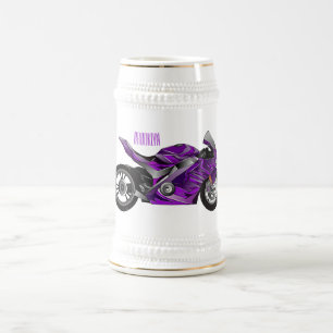 Cartoon für lila Motorräder Bierglas