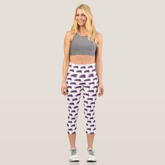 Cartoon für lila Motorräder Capri Leggings (Vorderseite)