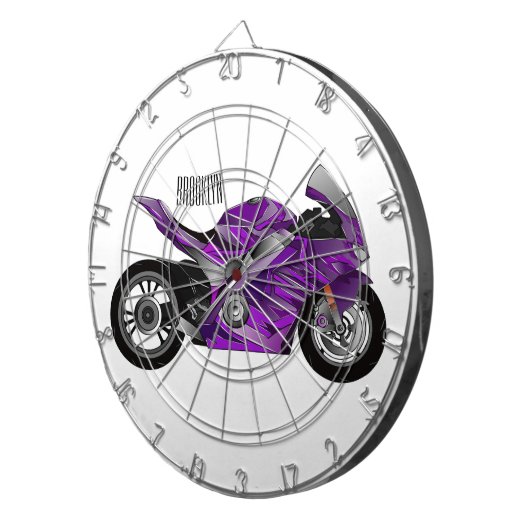Cartoon für lila Motorräder Dartscheibe (Vorderseite rechts)