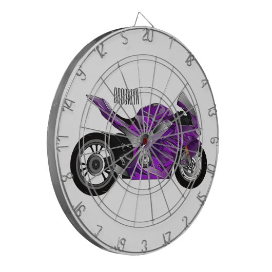 Cartoon für lila Motorräder Dartscheibe (Vorderseite Links)