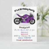 Cartoon für lila Motorräder Einladung (Stehend Vorderseite)