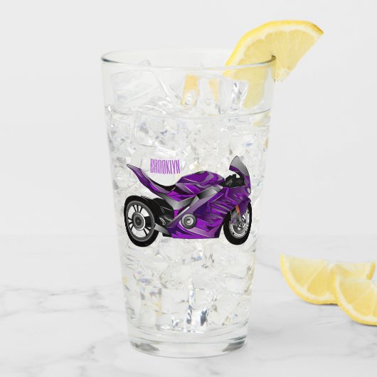Cartoon für lila Motorräder Glas (Rückseite Ice)