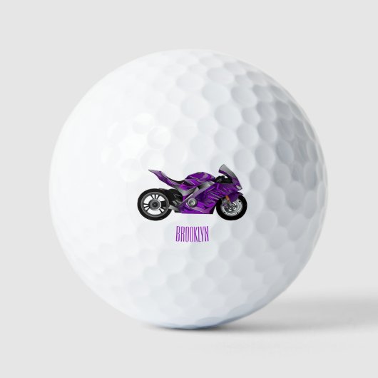 Cartoon für lila Motorräder Golfball (Vorderseite)