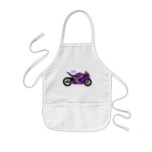Cartoon für lila Motorräder Kinderschürze