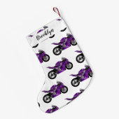 Cartoon für lila Motorräder Kleiner Weihnachtsstrumpf (Rückseite (Hängend))