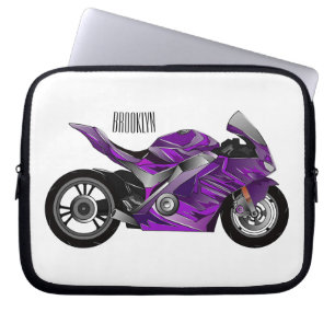 Cartoon für lila Motorräder Laptopschutzhülle
