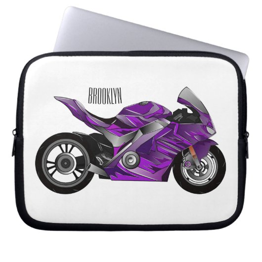 Cartoon für lila Motorräder Laptopschutzhülle (Vorderseite)