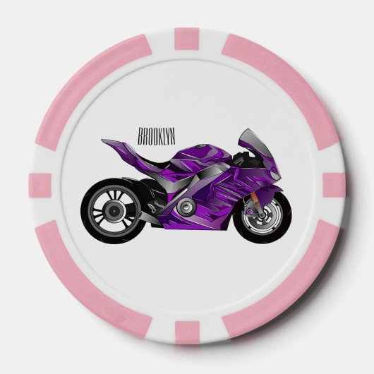 Cartoon für lila Motorräder Pokerchips (Vorderseite)