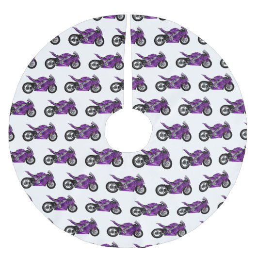 Cartoon für lila Motorräder Polyester Weihnachtsbaumdecke (Vorderseite)