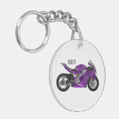 Cartoon für lila Motorräder Schlüsselanhänger (Vorderseite links)