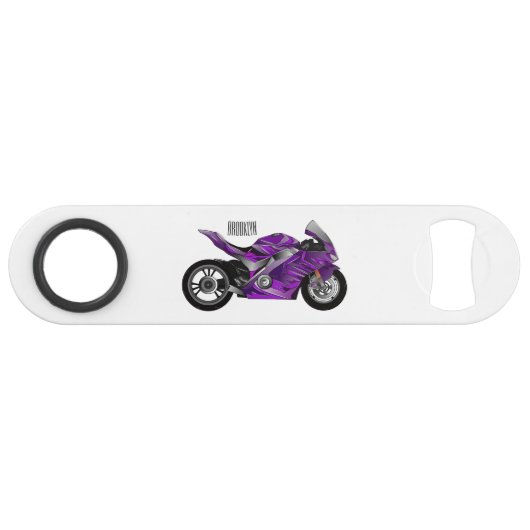 Cartoon für lila Motorräder Speed Flaschenöffner (Vorderseite (Horizontal))