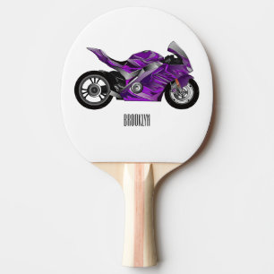 Cartoon für lila Motorräder Tischtennis Schläger