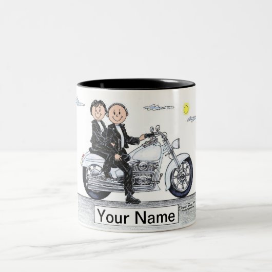 Cartoon für Motorräder, PrintedPerfection.com Zweifarbige Tasse (Mittel)