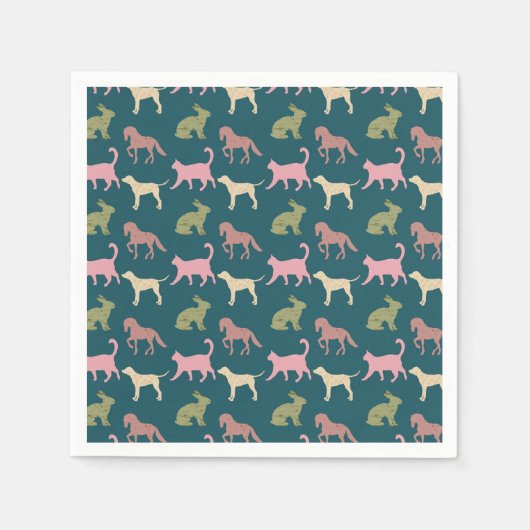 Cartoon für Muster von Tiermustern für Hunde-Farbm Serviette (Vorderseite)