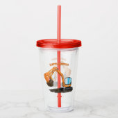 Cartoon für niedlich-orange-Bagger Acryltrinkbecher (Vorderseite)