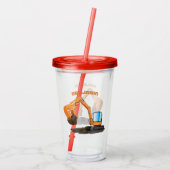 Cartoon für niedlich-orange-Bagger Acryltrinkbecher (Rückseite)