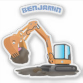 Cartoon für niedlich-orange-Bagger Aufkleber (Vorderseite)