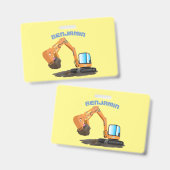 Cartoon für niedlich-orange-Bagger Ausweis (Vorder- & Rückseite)