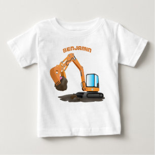 Cartoon für niedlich-orange-Bagger Baby T-shirt