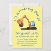 Cartoon für niedlich-orange-Bagger Einladung (Vorderseite)