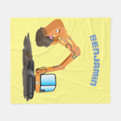 Cartoon für niedlich-orange-Bagger Fleecedecke (Vorderseite (Horizontal))