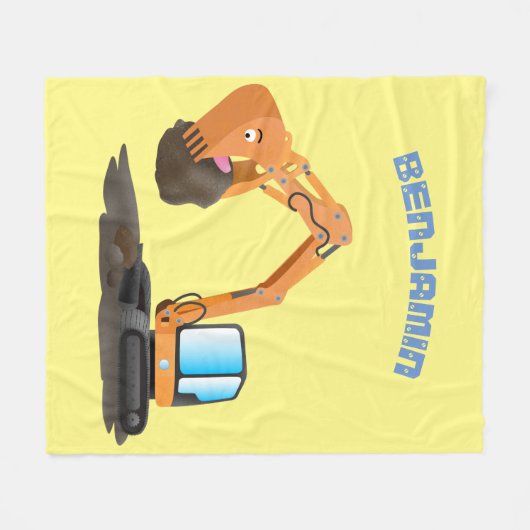 Cartoon für niedlich-orange-Bagger Fleecedecke (Vorderseite (Horizontal))