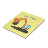 Cartoon für niedlich-orange-Bagger Fliese (Seite)