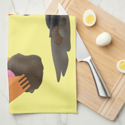 Cartoon für niedlich-orange-Bagger Geschirrtuch (Viertel Falte)