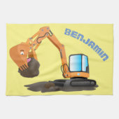 Cartoon für niedlich-orange-Bagger Geschirrtuch (Horizontal)