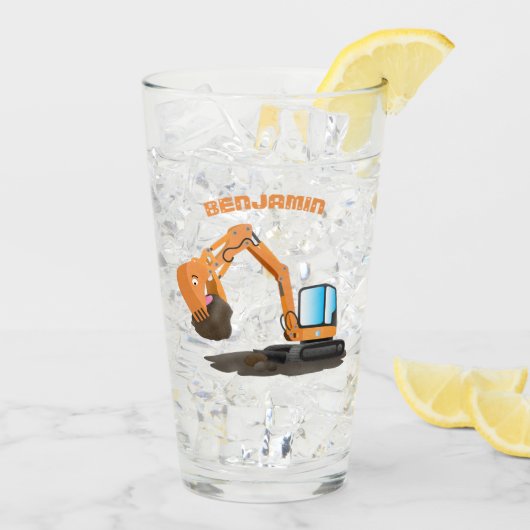 Cartoon für niedlich-orange-Bagger Glas (Rückseite Ice)
