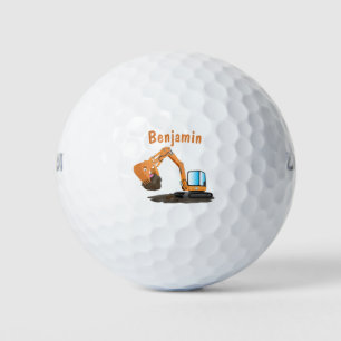 Cartoon für niedlich-orange-Bagger Golfball