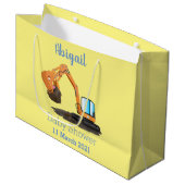 Cartoon für niedlich-orange-Bagger Große Geschenktüte (Vorderseite Schrägansicht)