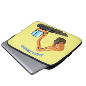 Cartoon für niedlich-orange-Bagger Laptopschutzhülle (Vorne Knopf)