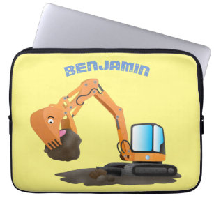 Cartoon für niedlich-orange-Bagger Laptopschutzhülle