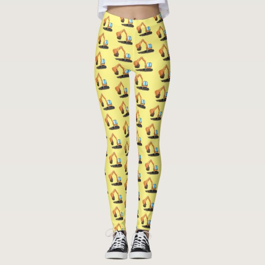 Cartoon für niedlich-orange-Bagger Leggings (Vorderseite)