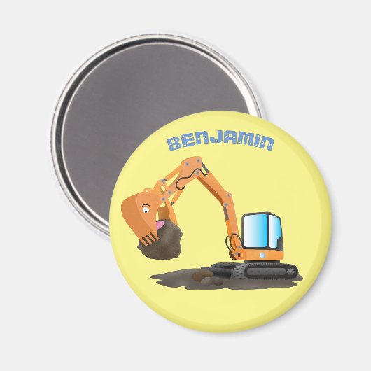 Cartoon für niedlich-orange-Bagger Magnet (Vorderseite/Rückseite)