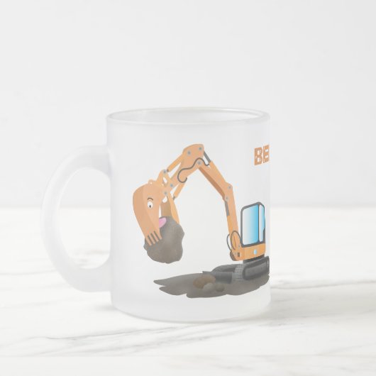 Cartoon für niedlich-orange-Bagger Mattglastasse (Links)