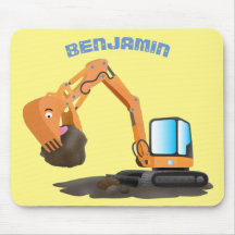 Cartoon für niedlich-orange-Bagger