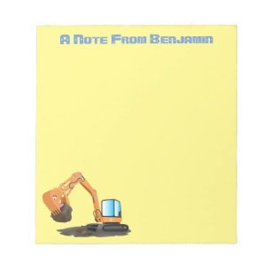 Cartoon für niedlich-orange-Bagger Notizblock