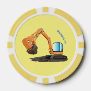 Cartoon für niedlich-orange-Bagger Pokerchips