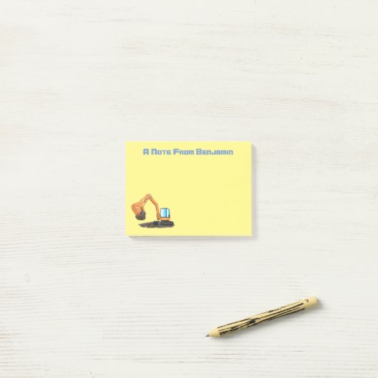 Cartoon für niedlich-orange-Bagger Post-it Klebezettel (Auf Schreibtisch)