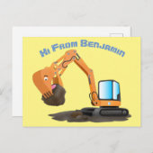 Cartoon für niedlich-orange-Bagger Postkarte (Vorne/Hinten)