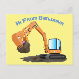 Cartoon für niedlich-orange-Bagger Postkarte