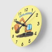 Cartoon für niedlich-orange-Bagger Runde Wanduhr (Winkel)