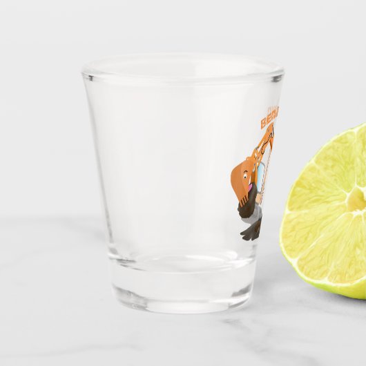 Cartoon für niedlich-orange-Bagger Schnapsglas (Links)