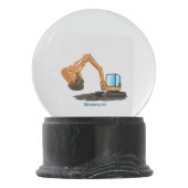 Cartoon für niedlich-orange-Bagger Schneekugel (Rückseite)